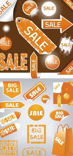 商场销售标签购物袋矢量图 AI