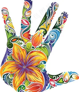 手印花纹花卉图片