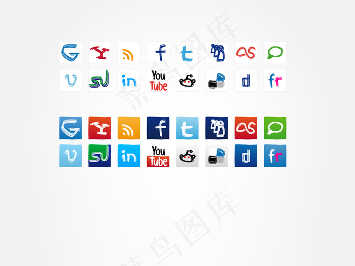 手绘风格图标eps,ai矢量模版下载
