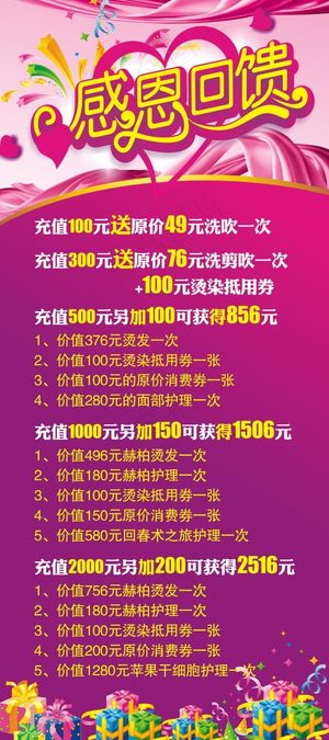 美容美发感恩回馈充值展架矢量CDR...