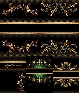 金色花纹矢量素材