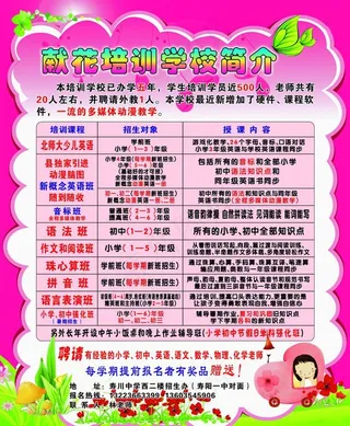 献花培训学校简介展版