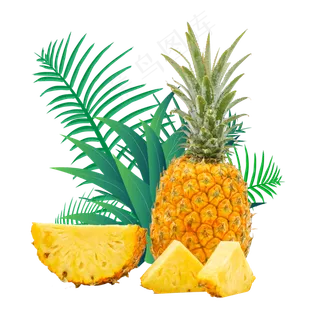 黄色清新风菠萝果肉免抠元素