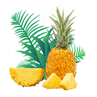 黄色清新风菠萝果肉免抠元素