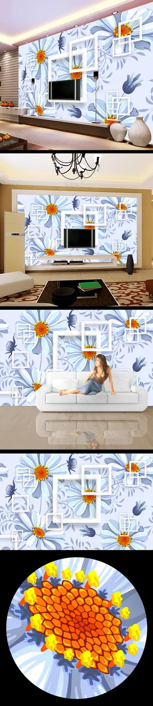 菊花3d壁画模板设计