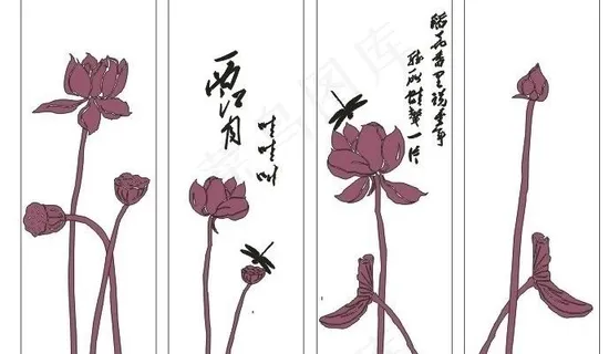 荷花雕刻图案图片