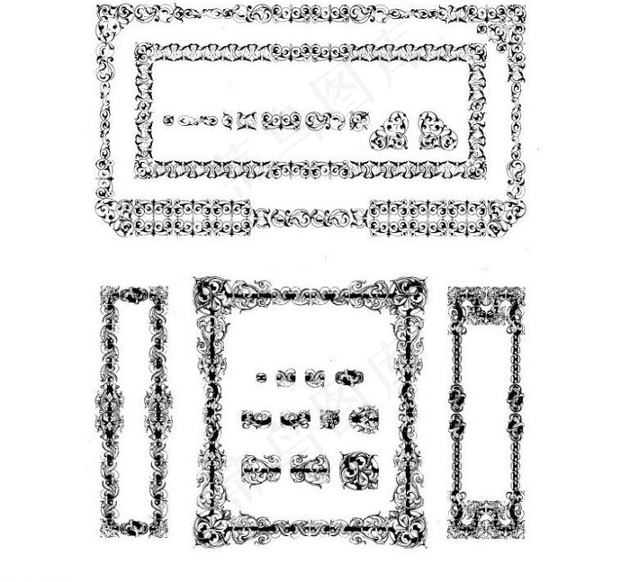 欧式花纹花边边框矢量图片
