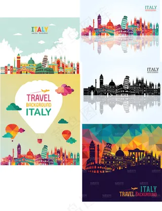 时尚彩色城市建筑设计矢量素材