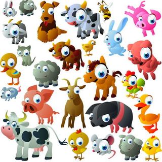 卡通彩色小动物矢量素材