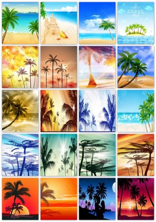 海岛风情椰树树叶叶子矢量设计素材