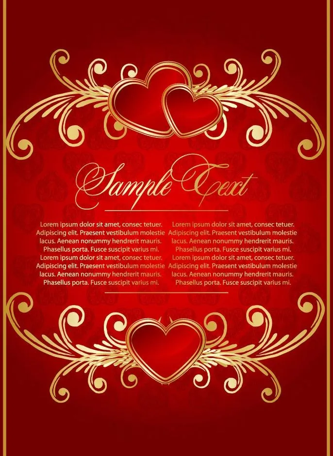 金边爱心红心欧式花纹底纹图片eps,ai矢量模版下载