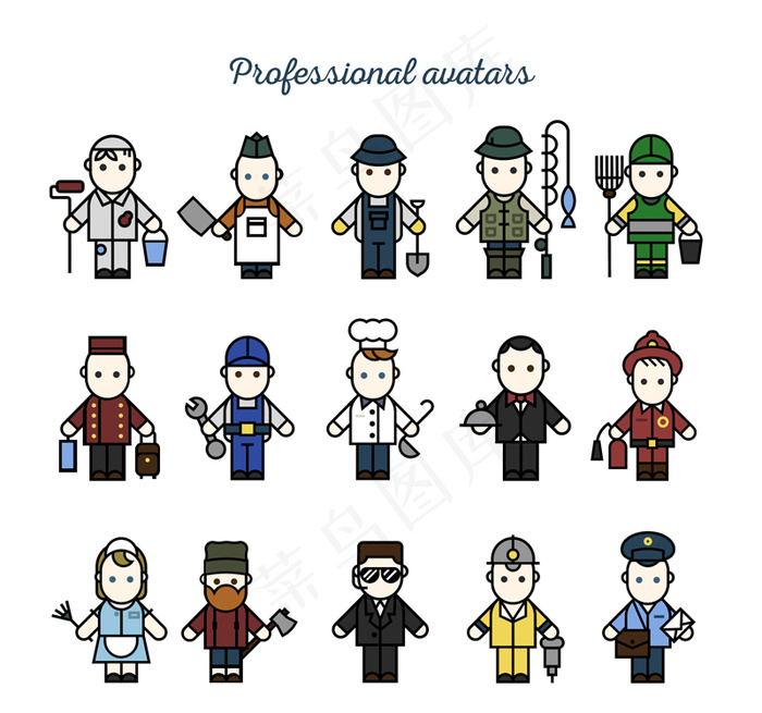 15款卡通职业人物矢量素材