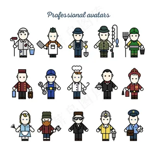 15款卡通职业人物矢量素材