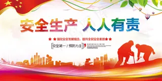 大气水彩背景安全生产展板模板