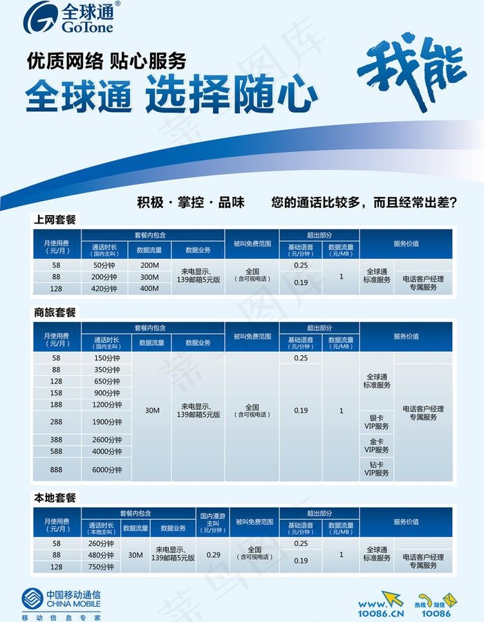 全球通资费图片ai矢量模版下载