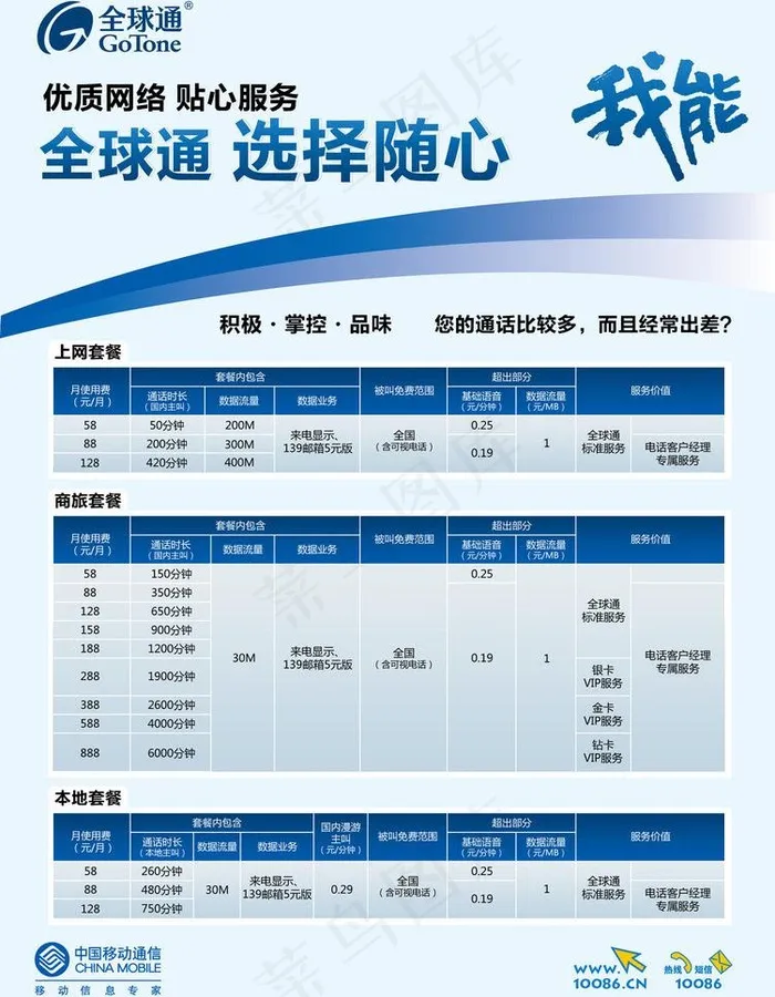 全球通资费图片ai矢量模版下载