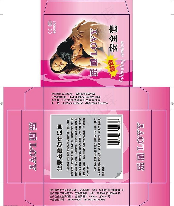 安全套彩盒cdr矢量模版下载