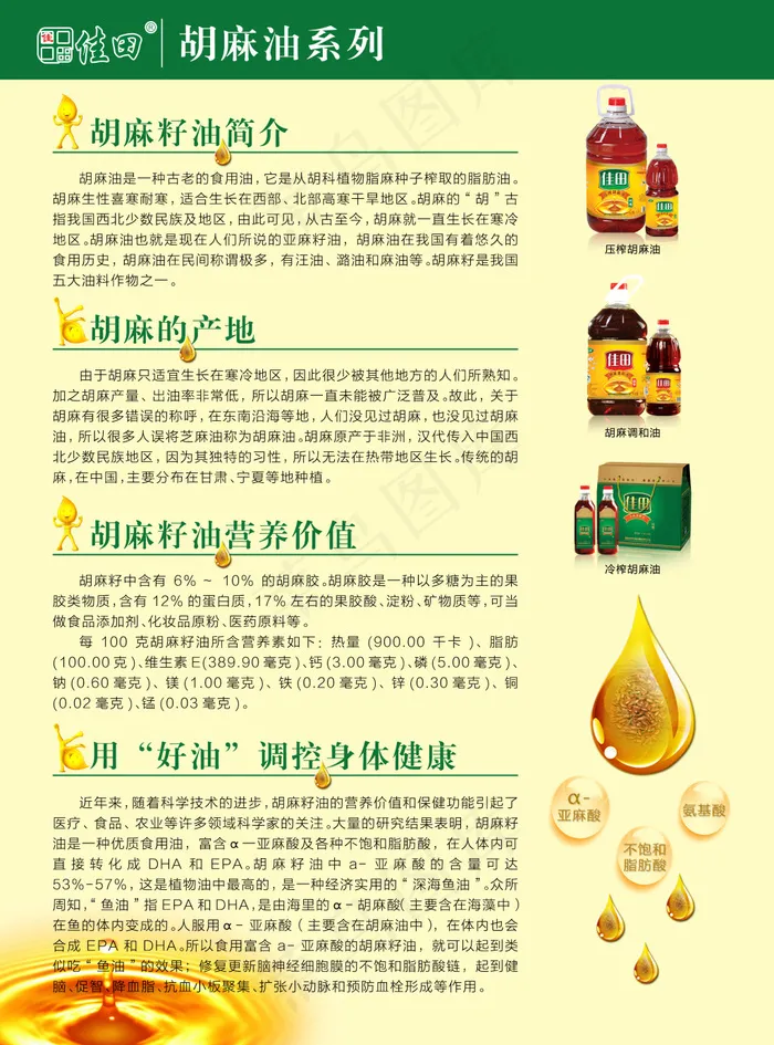 胡麻油彩页画册psd模版下载