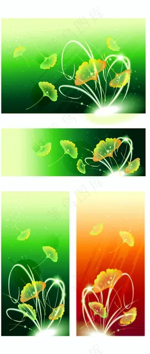 酷炫荷花设计壁画矢量图