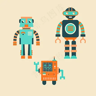 彩色机器人矢量素材图片