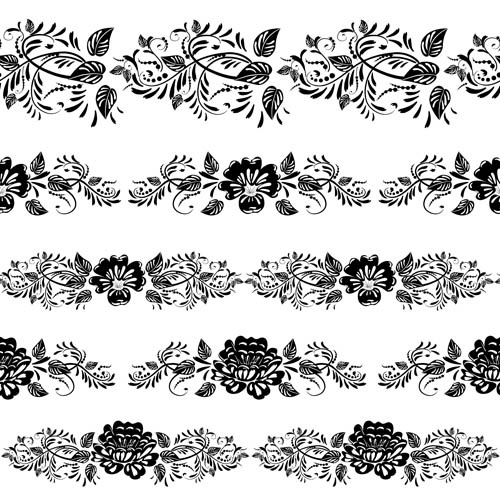黑白花纹边框装饰元素矢量