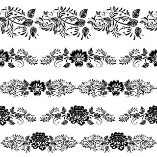 黑白花纹边框装饰元素矢量