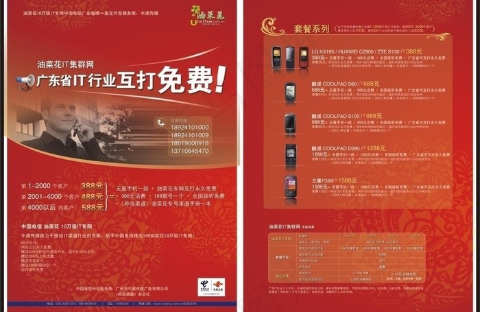 油菜花专网宣传单图片ai矢量模版下载