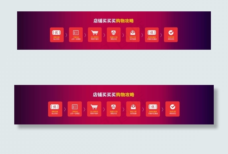 简洁淘宝店铺购物流程模板psd分层...psd模版下载