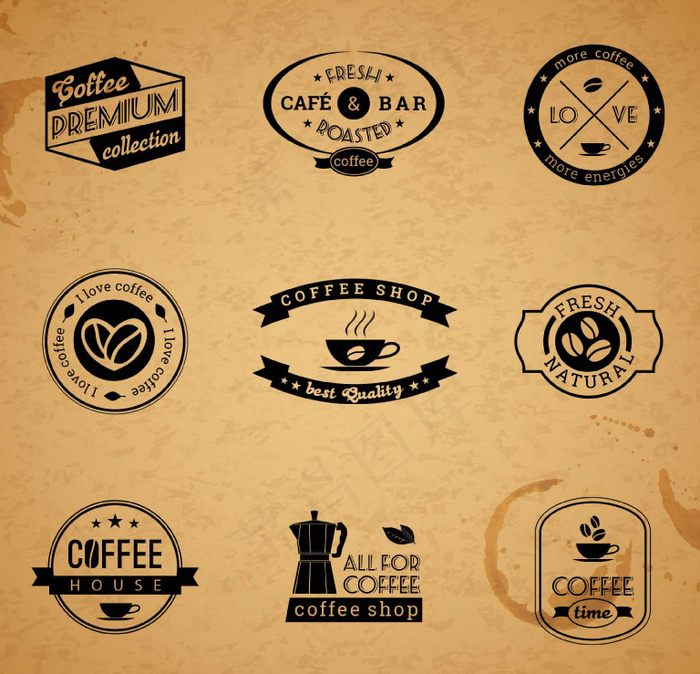 复古咖啡标签