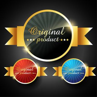 矢量奖章丝带圆形标贴素材