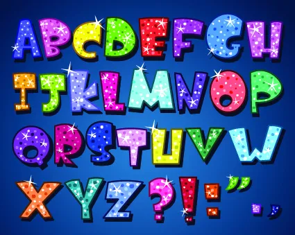 闪闪发光的字母和数字设计矢量图02eps,ai矢量模版下载
