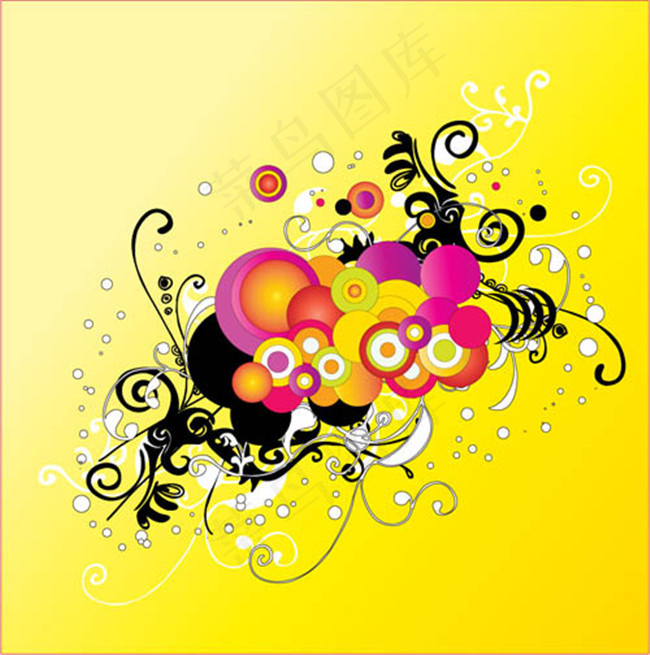 橙色花纹背景矢量花纹素材