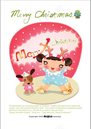 圣诞素材小鹿和女孩