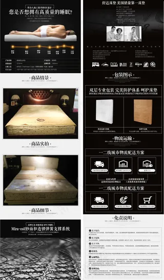 淘宝天猫乳胶床垫详情页细节描述模版