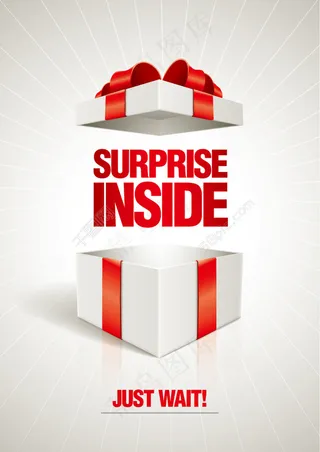 红色丝带惊喜礼盒矢量素材