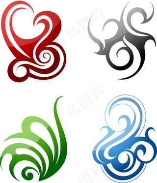 精美时尚花纹卷纹设计矢量素材