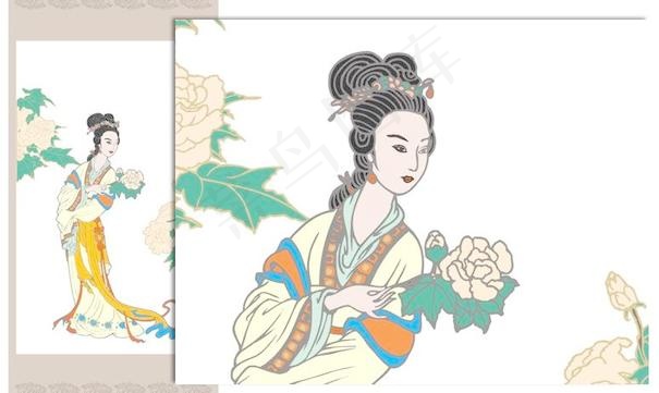 仕女赏化图CDR9 0格式 下载