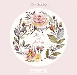 卡通鲜花婚礼贺卡矢量素材