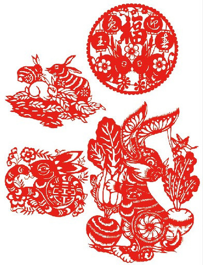 传统剪纸兔子