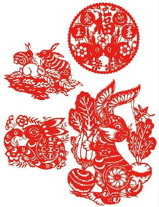 传统剪纸兔子