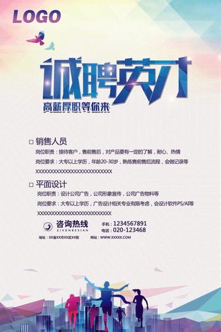 2017年时尚个性公司招聘海报设计