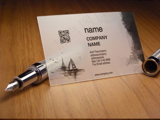 最新古典水墨中国风山水船透明名片设...