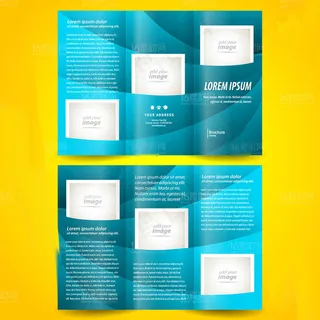 蓝色三折页设计矢量素材