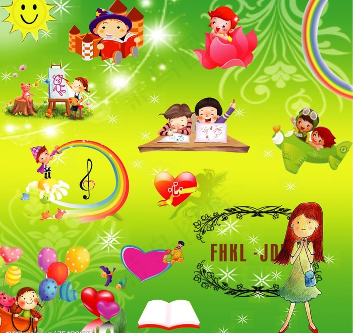 六一儿童节卡通小孩图片psd模版下载