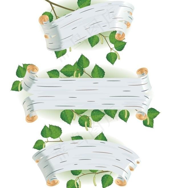 3绿色叶桦风格的标题背景矢量eps,ai矢量模版下载
