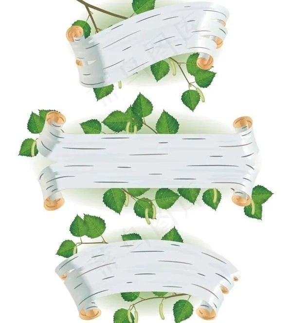 3绿色叶桦风格的标题背景矢量eps,ai矢量模版下载