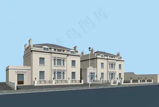 别致别墅区建筑群3D模型效果图