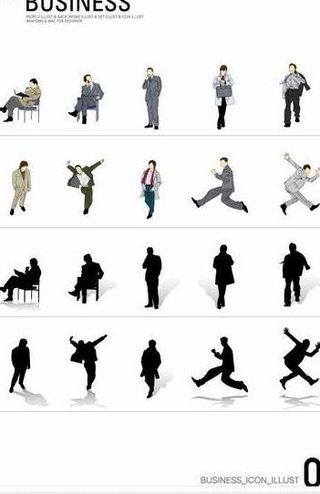 韩国商务办公人物各种姿态矢量图11...