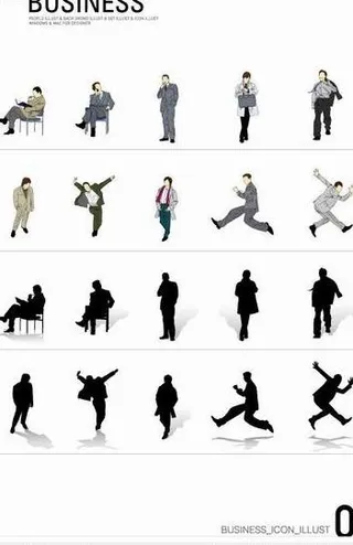 韩国商务办公人物各种姿态矢量图11...