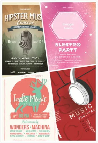 DJ梦幻绚丽时尚音乐海报素材PSD...